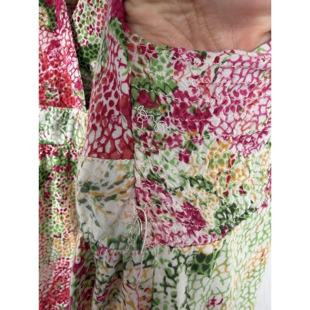 Angie Floral Maxi Dress Women M Pink Green Boho Empire Waist Sleeveless FLAWED - Picture 4 of 6